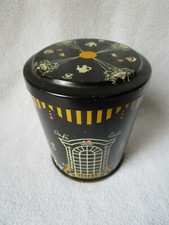 alte seltene Kaffeedose Kaffee-Dose rund 10x7,5cm sch&ouml;nes Motiv Caf&eacute; Frankreich