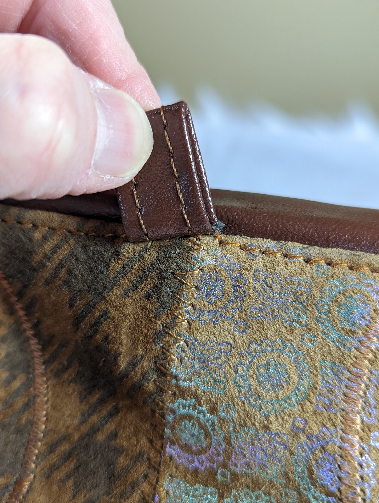 Vintage AGACCI Metallic Leather Patchwork Satchel… - image 8