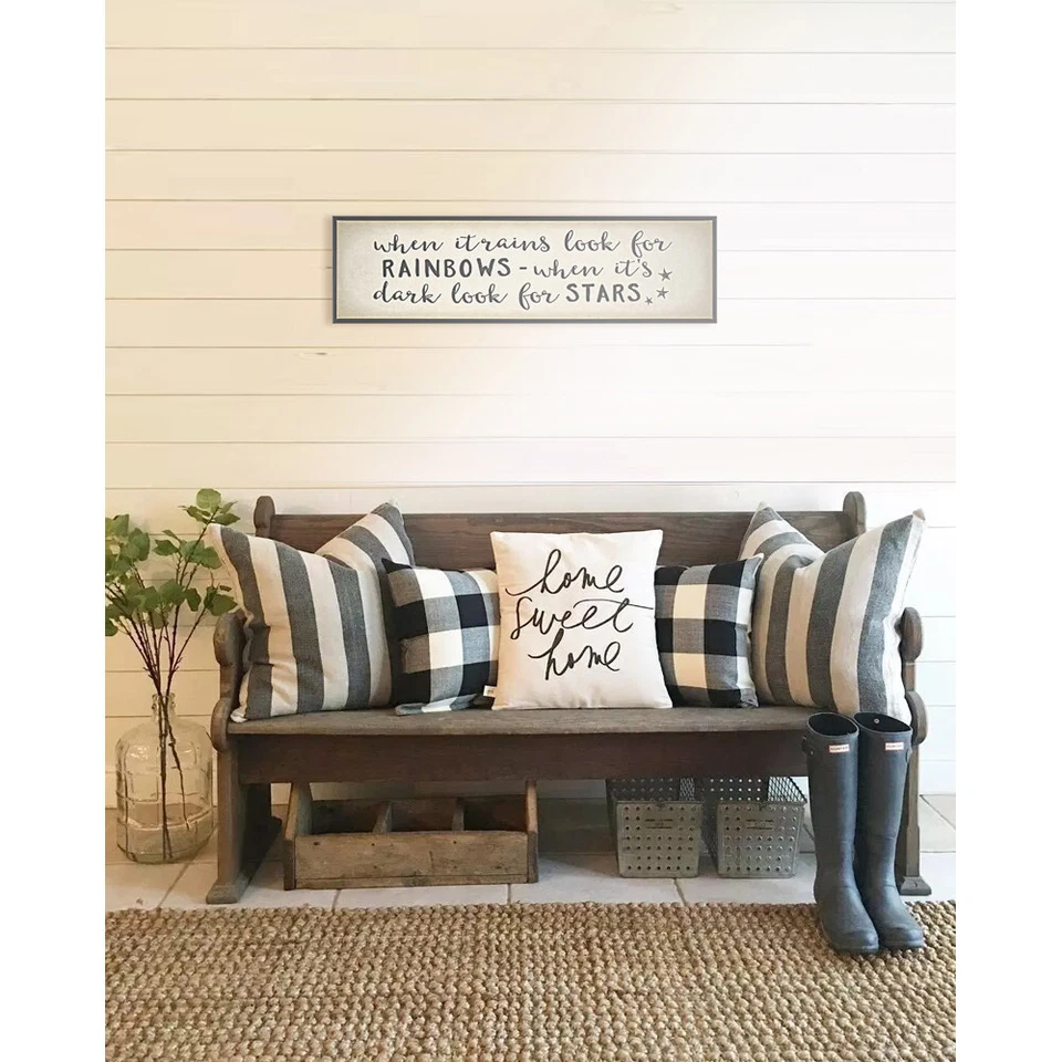 Cuando llueva busca arco iris arte de pared lienzo imagen motivacional 30,5 X 8,5 Foto 3 de 4