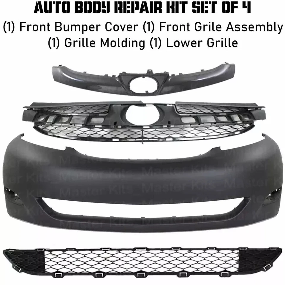 Kit de montaje de cubierta de parachoques delantero fascia y rejilla para Toyota Sienna 2006-2010 Foto 2 de 4