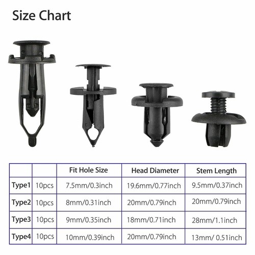 40 Clips for Hole Plastic Rivets Retainer Fender Bumper Push Pin Fastener For GM - Picture 9 of 10