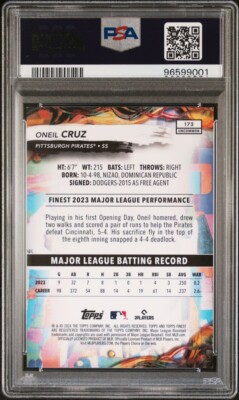 2024 Topps Finest O'Neil Cruz Blue Refractor #173 69/150 PSA 9