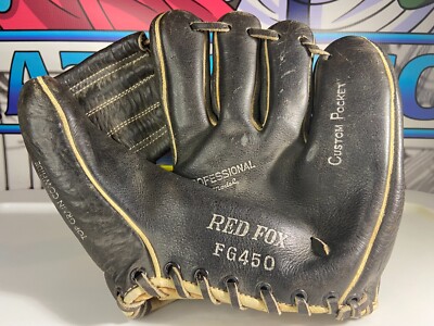Vintage ''REDFOX '' Left Hand Dark Leather Baseball Glove  7' long & 8 wide FG450