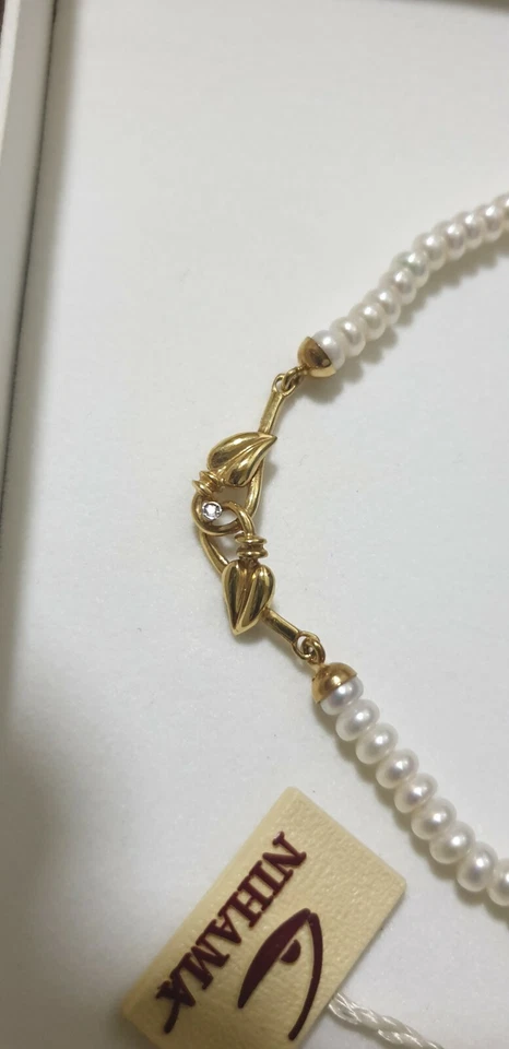 Collana Nihama Perle Oro giallo 18kt brillanti nuovo idea regalo - Immagine 3 di 4