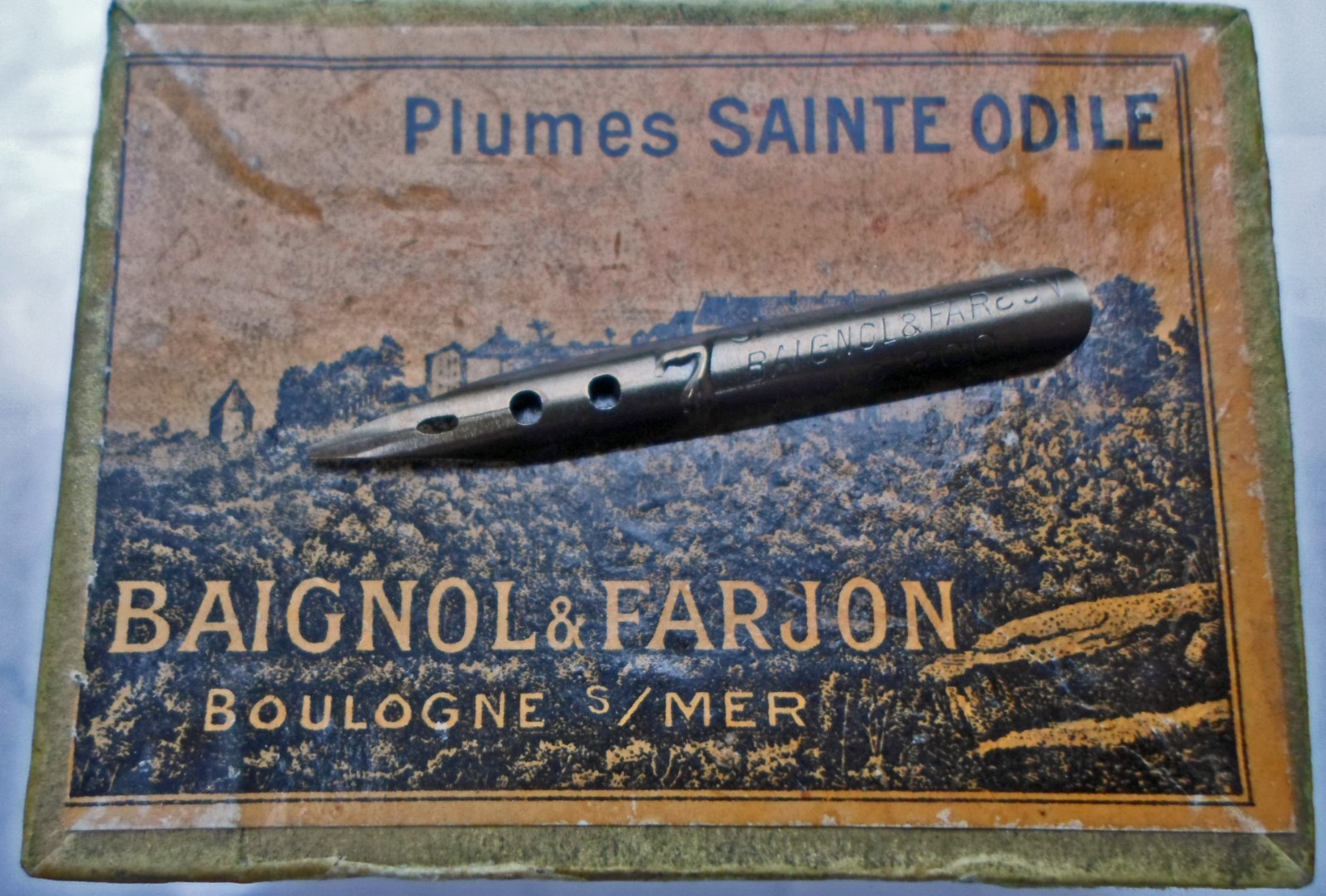Étiquette De Boîte De Crayons Baignol & Farjon - Plume Vintage, Objet Pub Ancien