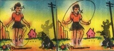 Girl Jumping Rope 1960's Small VARI-VUE Animation Lenticular Flicker