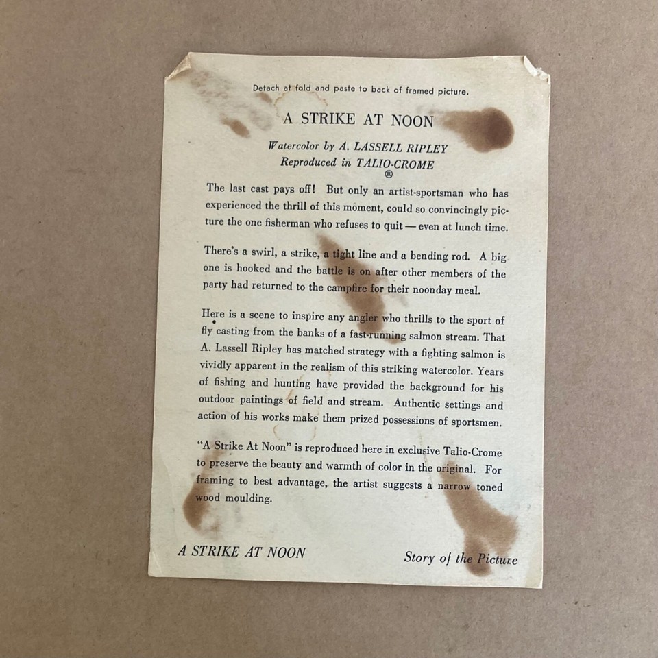 A Strike At Noon Aiden Lassell Ripley Artist Print Framed Matted Fly