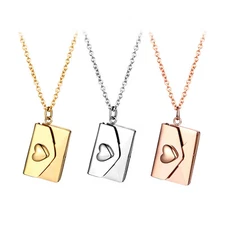 Engraved With 'I Love You' Love letter Pendant Anniversary Gift Custom Necklace