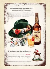 1951 Ad Hunter Wilson Distilling Whiskey Bache Brown Spinning Reel Angler metal