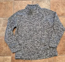 Women Med RBX Sweatshirt Gray Black Mock Neck Long Sleeve Snap Pocket 