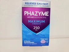 Phazyme Maximum Strength Gas and Bloating Relief 250 mg Simethicone 12 Fast Gels