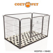 Image of Playpen Puppy Heavy Duty Cozy Pet Crate Play Pen Dog Cage ABS Floor 4 Sizes