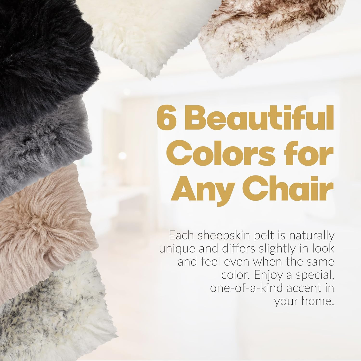 Set of 4, Natural Sheepskin Chairpad with Non-Slip Backing | 100% Real New Zeala