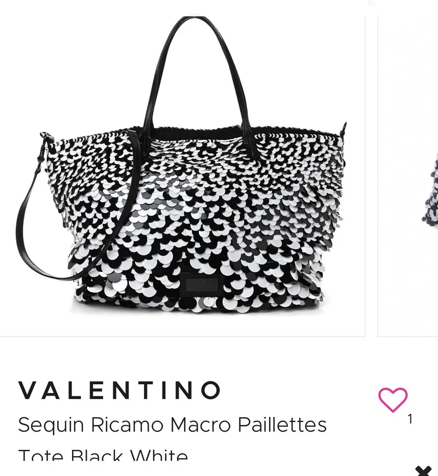 VALENTINO garavani Lentejuelas Ricamo Macro Lentejuelas XL Negro Blanco Foto 2 de 4