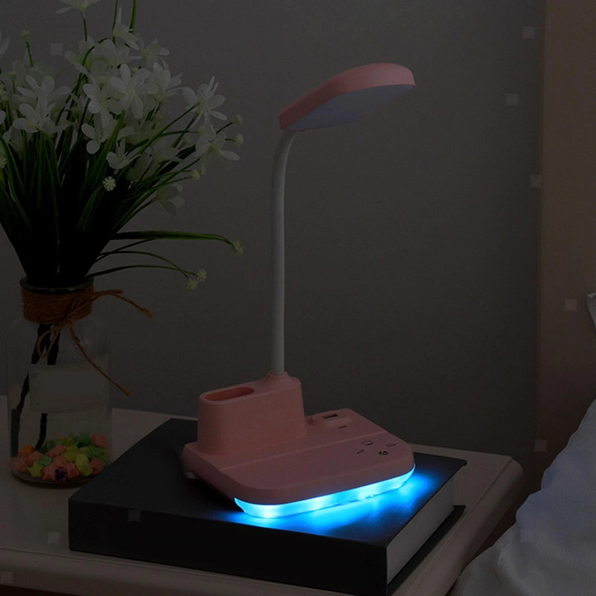 Pink lamp with usb port deals