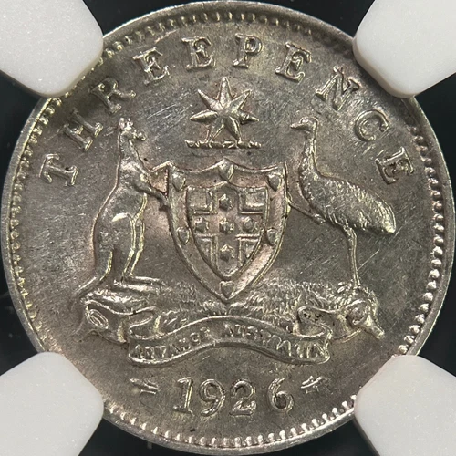 AUSTRALIA. 1926, Threepence, Silver - NGC MS61 - KGV, 3 Pence