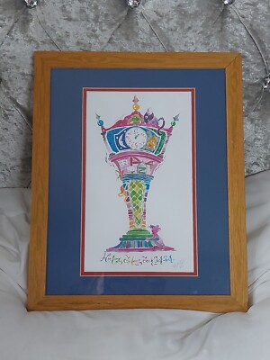 SIGNED Hickory Dickory Dock Artwork Framed Pen & Ink (?)