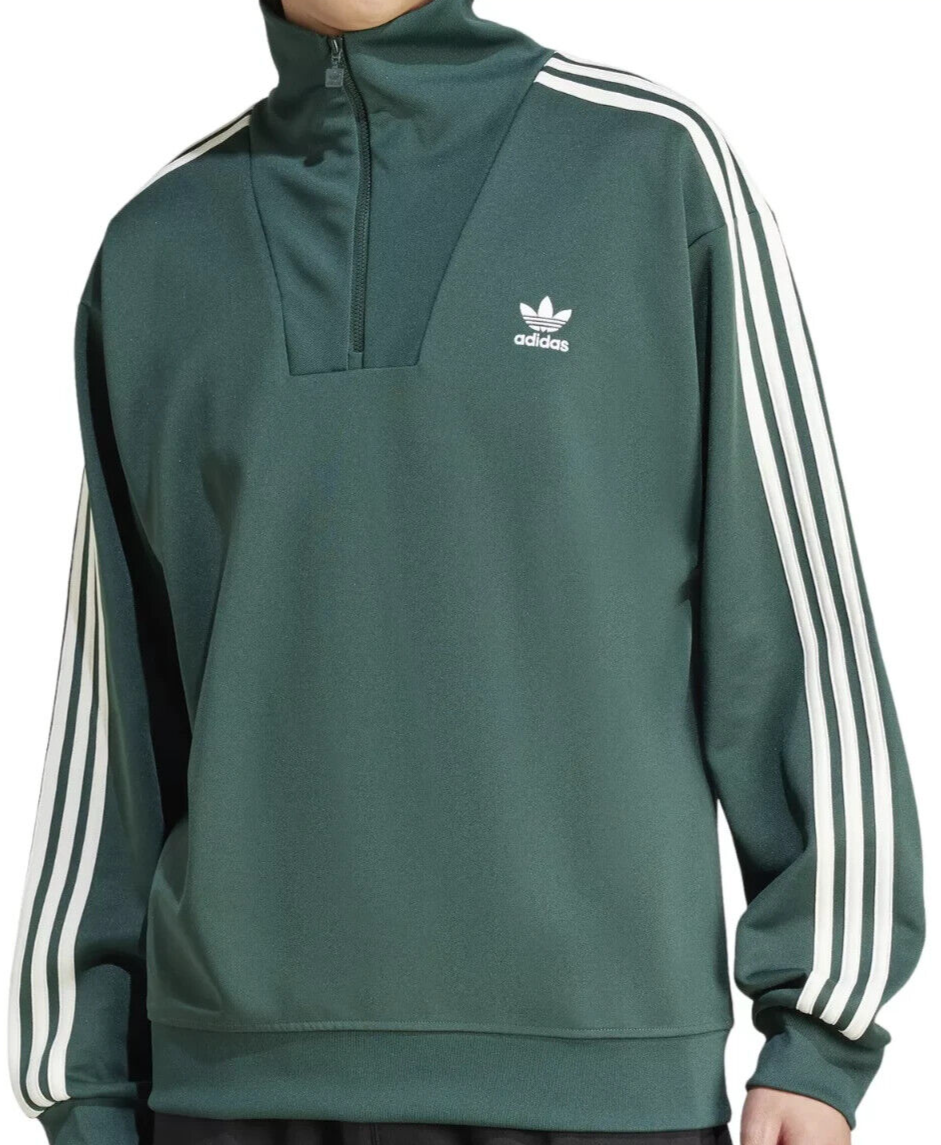 トップス adidas Originals Funnel Neck TRACK TOP NEW Adidas Funnel Neck Track Top 1/4 Zip Mineral Green Pullover