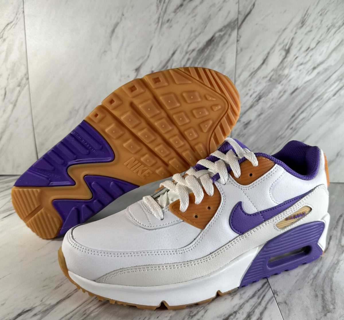 Nike Air Max 90 LTR (GS) Kids Shoes Size 6Y White Purple Orange New  DV3607-103