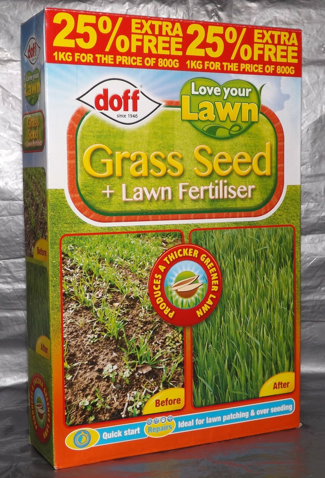 Love Your Lawn Garden Grass Seed and Fertiliser Quick Start 1kg Super