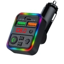 Rotatable FM Transmitter Type C Dual USB Charging Cell Phone Charger Adapter
