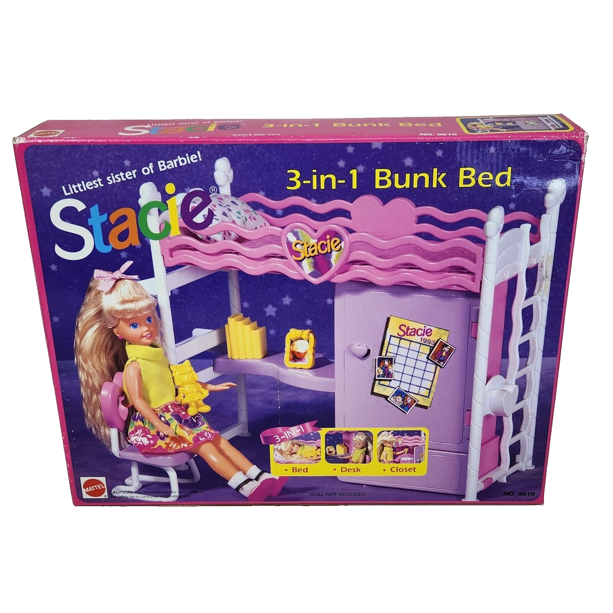 VINTAGE 1993 STACIE 3 IN 1 BUNK BED SEALED # 9510 100
