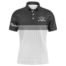 Black and white Mens golf polo shirts custom name, For Unisex Golf Lovers