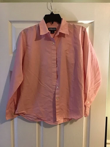 Land’s End Long Sleeve Button Down Mens Regular Size 10 Red Striped Shirt