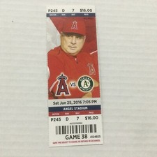 ANGELS 2016 TICKET STUB 6/25/16 VS A'S~Dillon Overton MLB DEBUT & W
