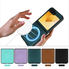 Mag Safe Case For Samsung Galaxy Z Flip 6/5/4 Leather Shockproof Hinge Cover