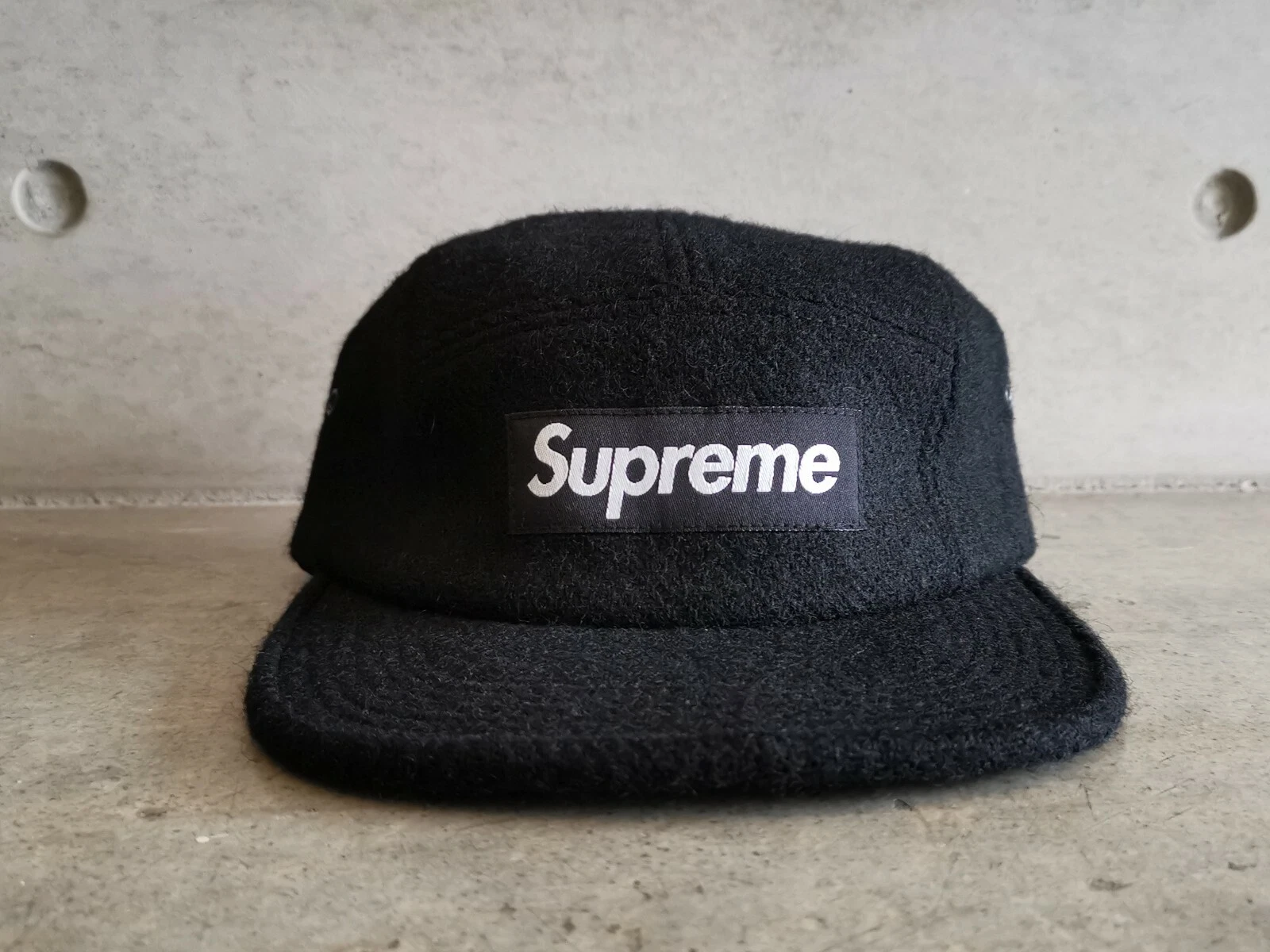 Casquette de camp logo boîte en laine poids plume Supreme   Noir