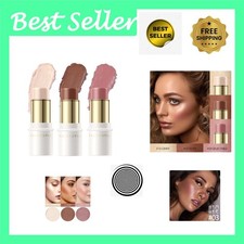 3 Pcs NEUTRAL Contour Stick Set,Cream Blush  Highlighter Bronzer Pen,Long La...