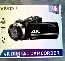 Vivitar 4K Ultra HD Digital Camcorder DVR E401 Black Zoom Led Light New in Box