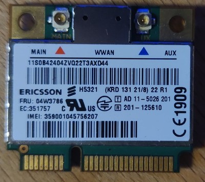 Lenovo Thinkpad X1 Carbon Gen 1 WWAN-Modul LTE Mobilfunk mPCIe-Slot