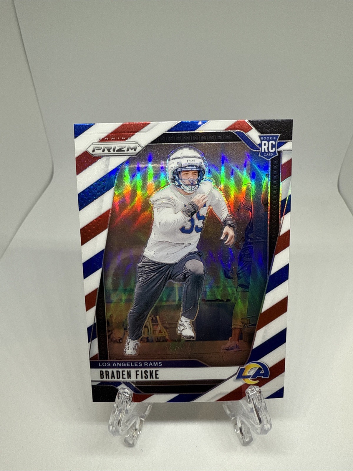 2024 Panini Prizm Braden Fiske RC Red White Blue Prizm RWB #310 Rams Rookie