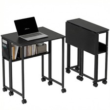 HOMCOM 63 cm Foldable Computer Desk on Wheels for Small Spaces Black