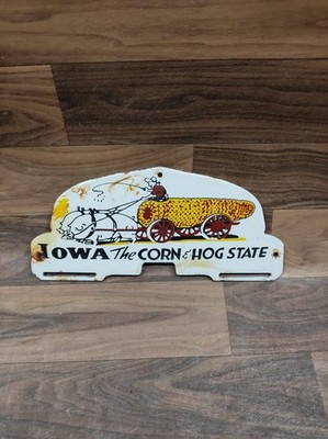 Porzellan Iowa The Corn Emaille Blechschild Platte Größe 10'' x 4,5'' Zoll