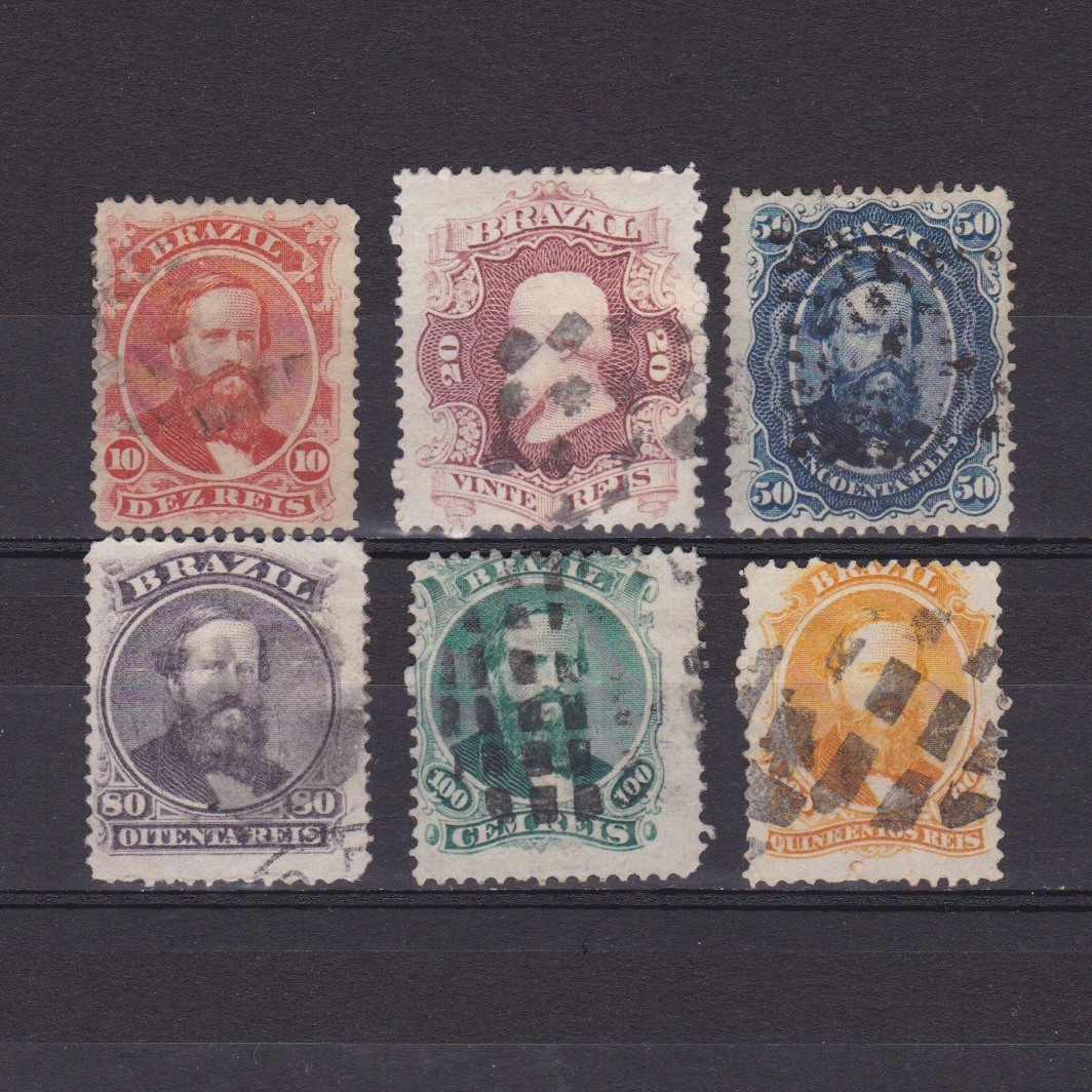 BRAZIL 1866, Sc# 53-60, CV $54, part set, Used
