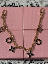 Gold Tone Chain Purse Charm, White Flower Charms, Detachable your choice