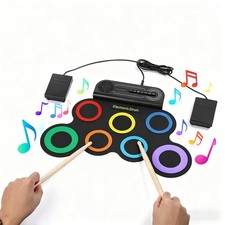 Electronic Drum Set, Roll Up Drum Practice Pad Midi Drum Kit with Headphone J...