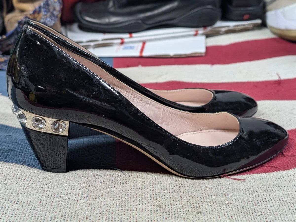 Miu Miu Patent Leather Low (1-1.9 in) Heel Height Heels for Women