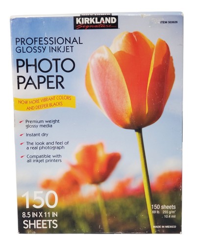 150 Sheets 8.5x11 KIRKLAND Professional Glossy Inkjet Photo Paper 10.4 mil NOS - 第 1/7 張圖片