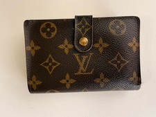 Louis Vuitton Monogram Folding Wallet Snap Closure Coin Pocket Brown kisslock