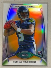 Russell Wilson 2012 Topps Platinum Orange Refractor Rookie Card RC #138 Seahawks. rookie card picture