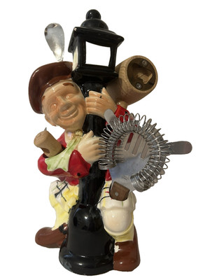 Barware Set 4 Utensils ''Drunk Scotsman Hanging On Light Pole'' 1950's