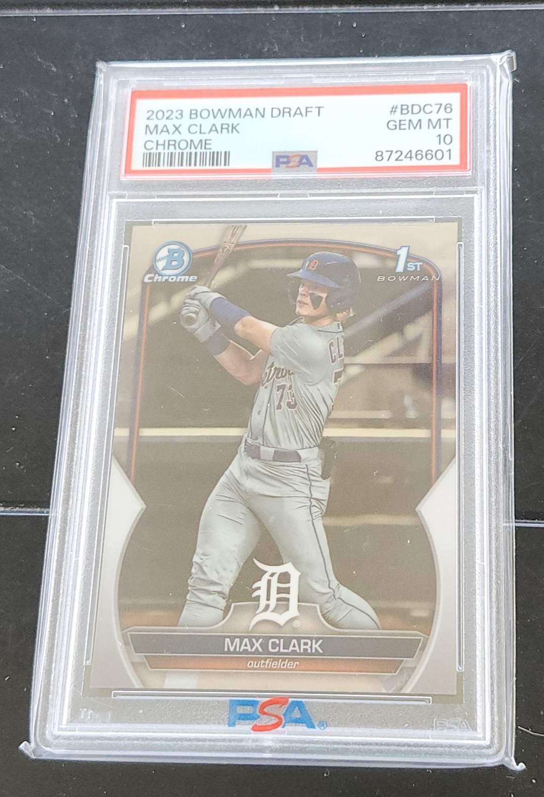 Bowman 2023 Draft Chrome Max Clark Detroit Tigers RC #BDC-76 PSA 10