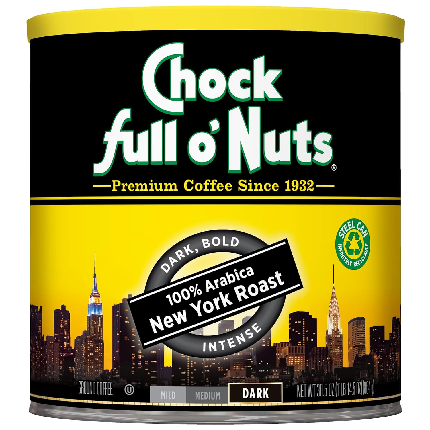 Chock Full O&rsquo;Nuts New York Roast, Dark Roast Ground Coffee &ndash; Gourmet Arabica