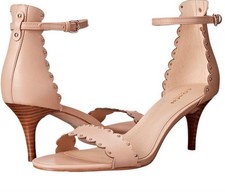 Coach Monica Rivets Soft Shine Calf Leather Scalloped Heels Pumps Size 6.5 B