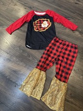 Boutique 2 Pc. Set Christmas Outfit with Gold Sequins - Size 4 Santa
