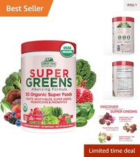 USDA Organic Berry Super Greens Powder - 5g Fiber  Probiotics for Gut Health